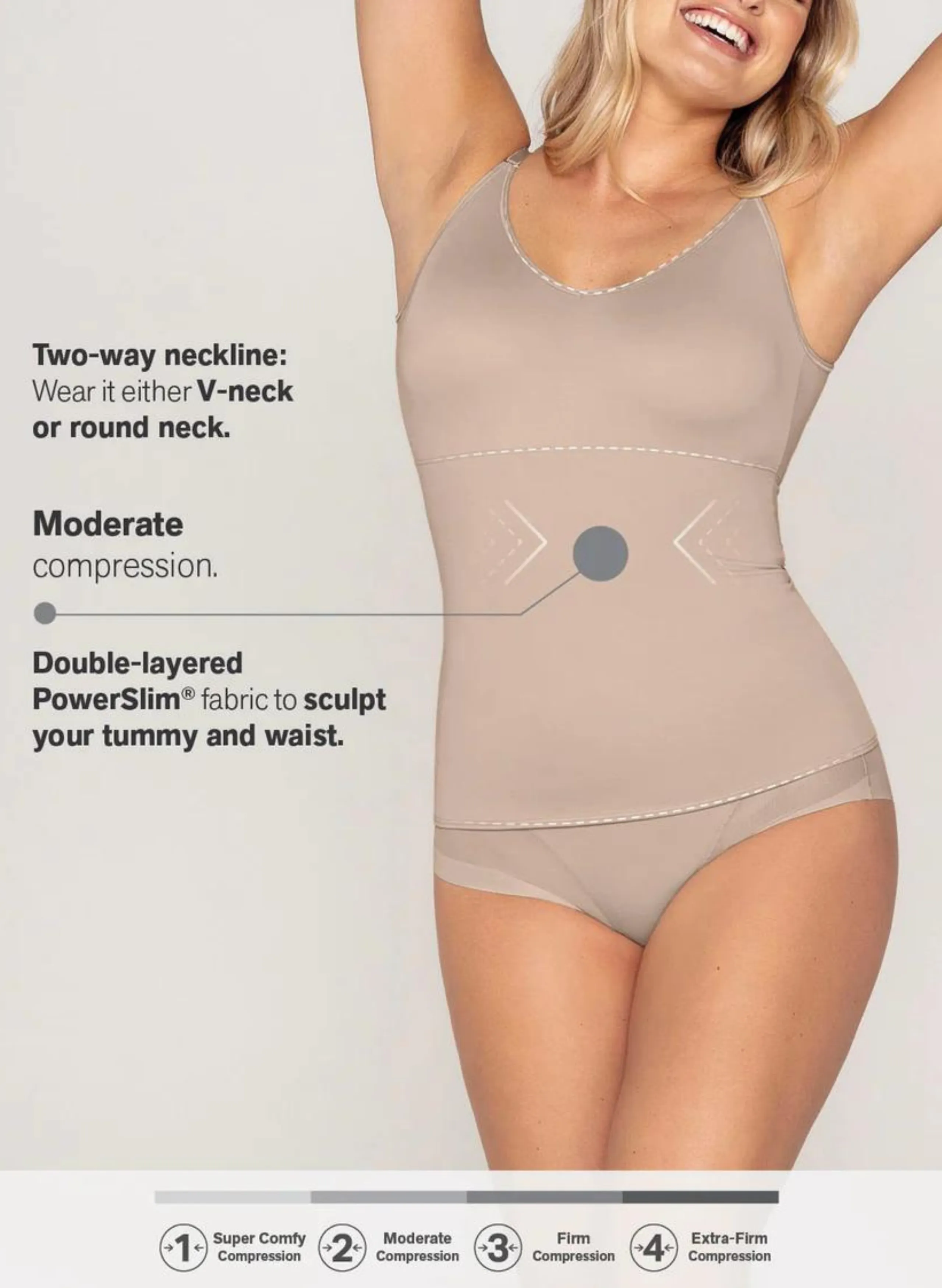 2-Way Moderate Shaper Tank - Nude