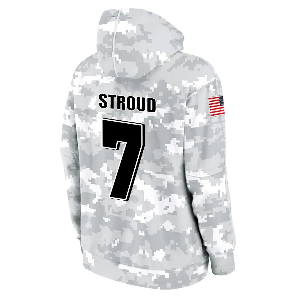 #7 Stroud Salute to Players Hoodie Houston Texans Fashion Fan Hoodies Fall Fleece Tops American Football Fan Gifts