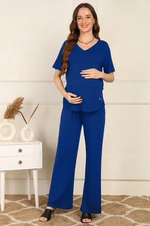 Blue Maternity Pajama Set