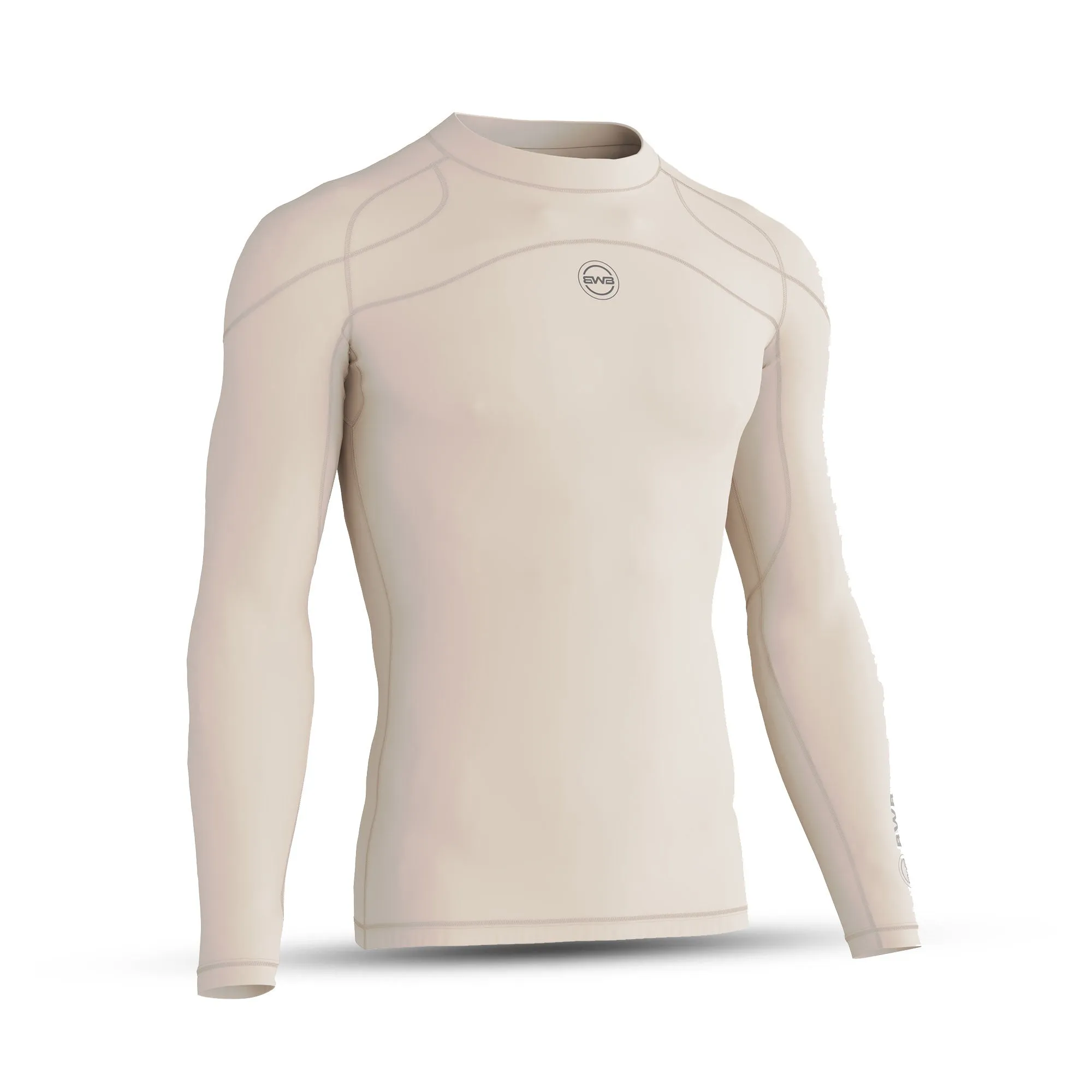 BWB Men's Beige Long Sleeve Baselayer Compression Shirt