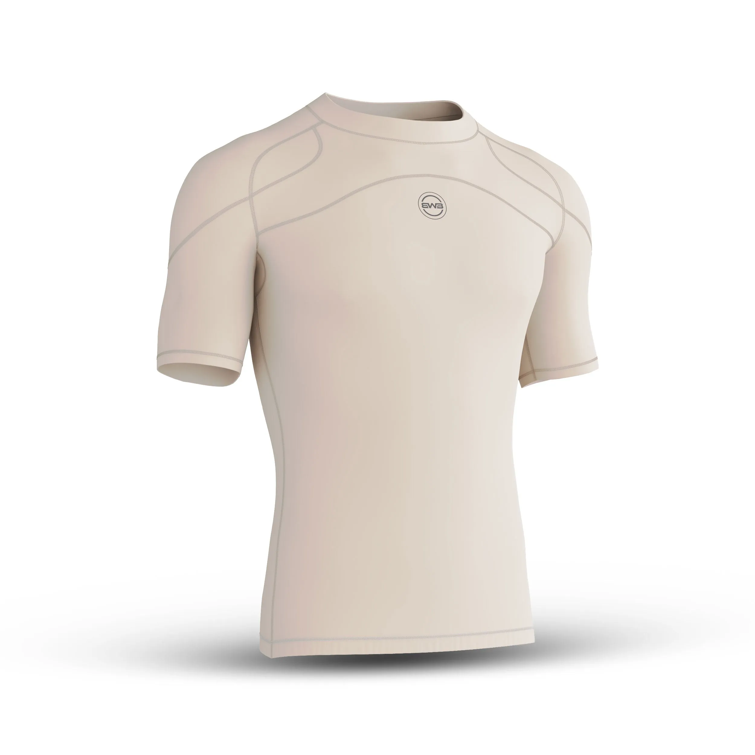 BWB Men's Beige Short Sleeve Compression Shirt