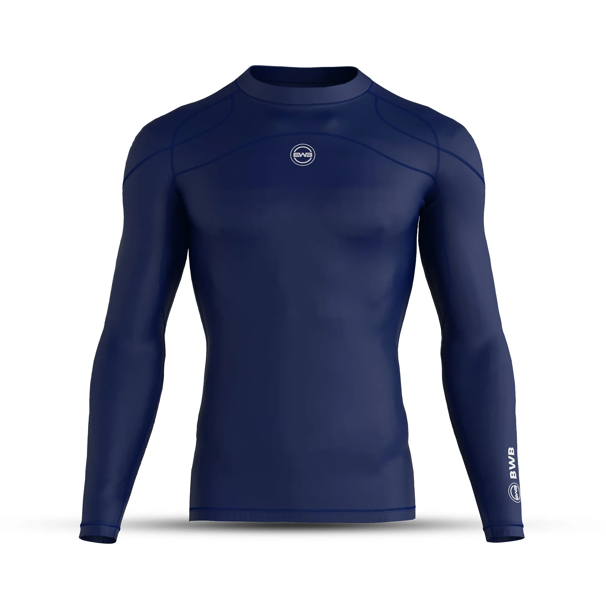 BWB Men's Navy Blue Long Sleeve Baselayer Compression Shirt