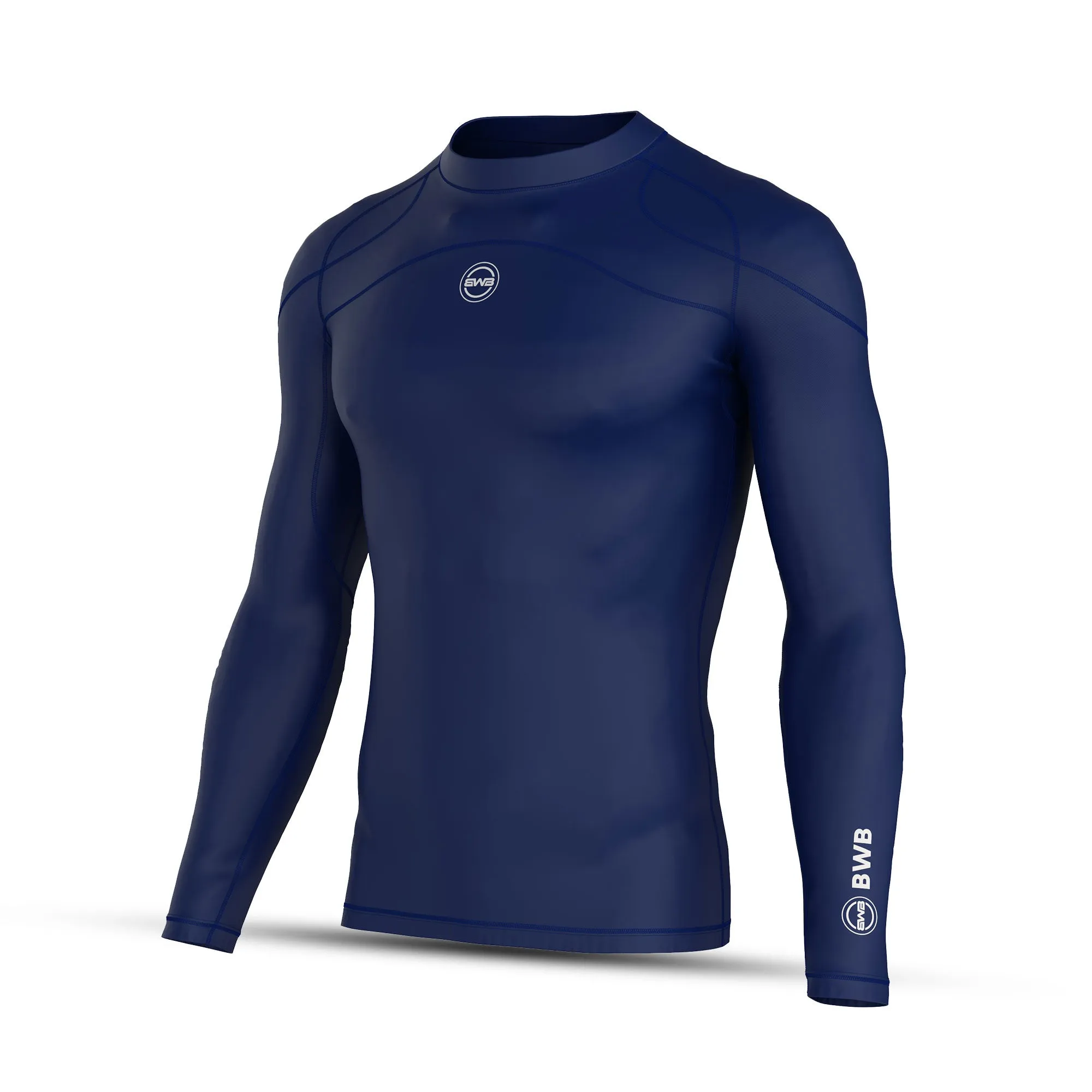 BWB Men's Navy Blue Long Sleeve Baselayer Compression Shirt