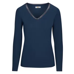 CALLIDAE The Tech V Neck in Navy - Women's Medium