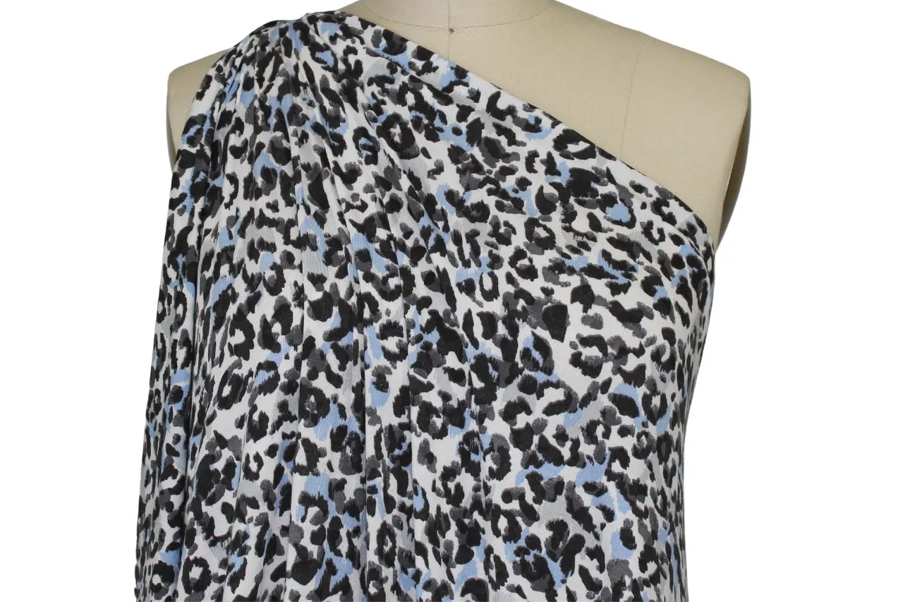 Cheetah Print Wide Rayon Jersey - Blue/Gray/Black/White