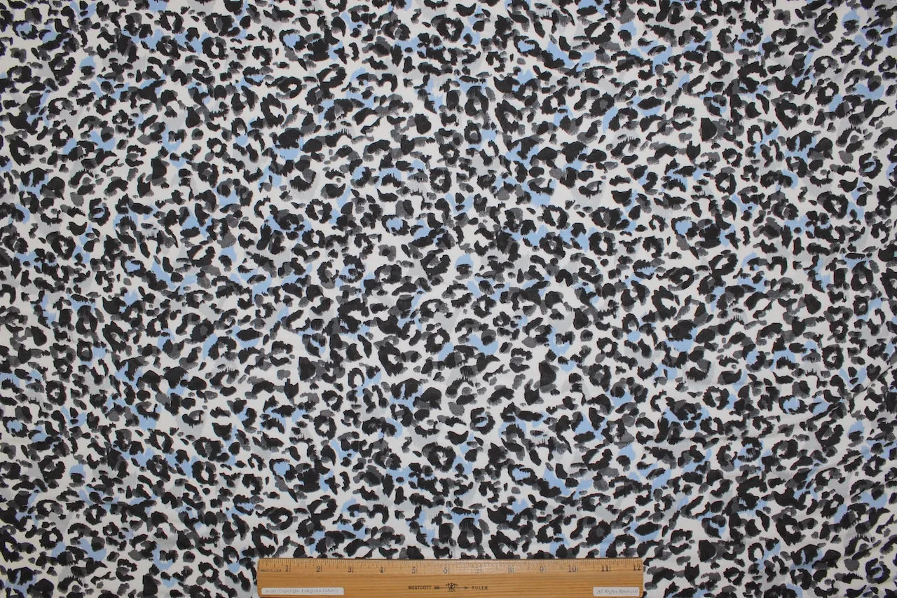 Cheetah Print Wide Rayon Jersey - Blue/Gray/Black/White