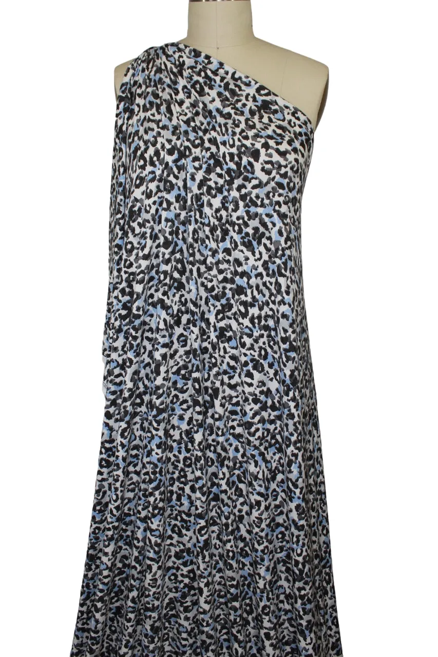 Cheetah Print Wide Rayon Jersey - Blue/Gray/Black/White