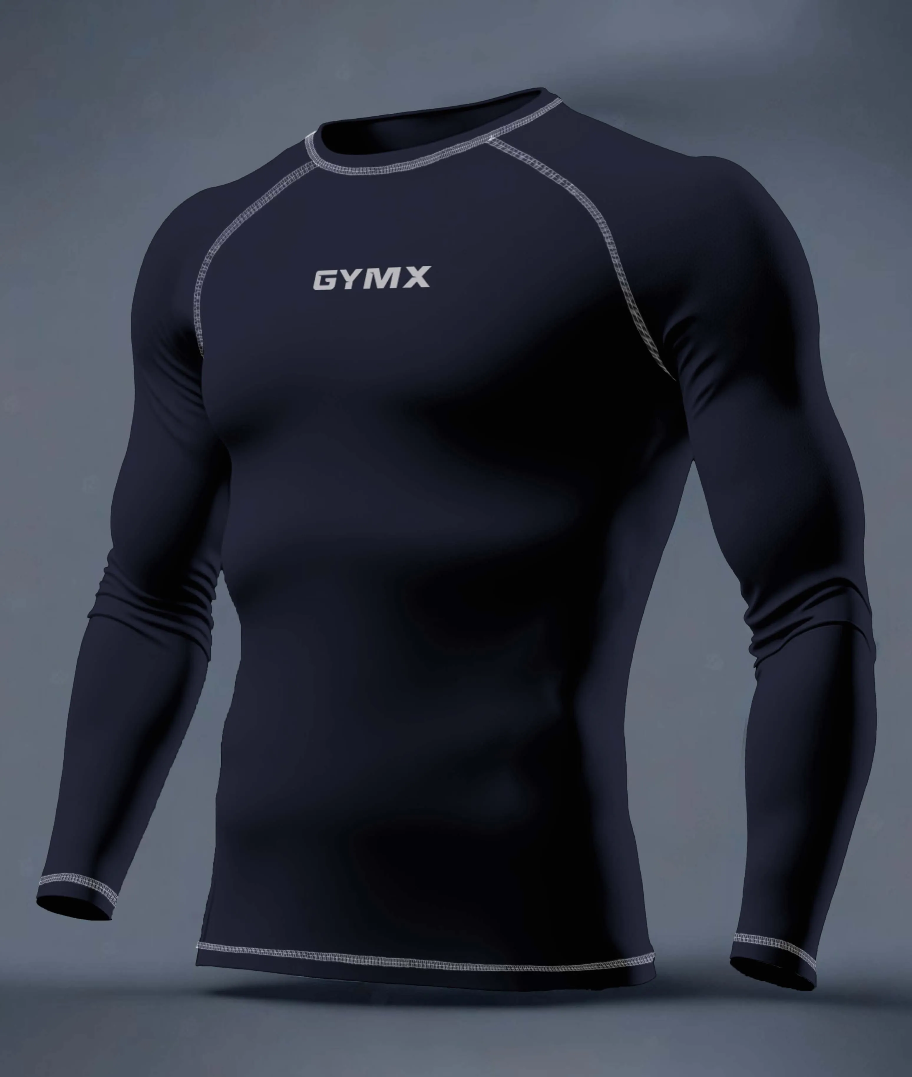 Compression GymX Full Sleeve Tee: Navy Blue