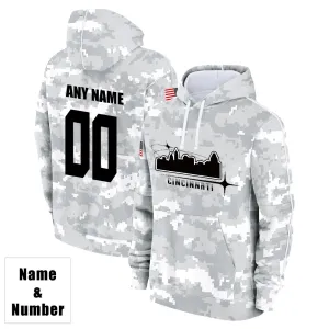 Custom Name & Number Hoodie Cincinnati Bengals 2024 Salute to Celebrities Club Fleece Pullover Hoodie City Silhouette Hoodie Unisex