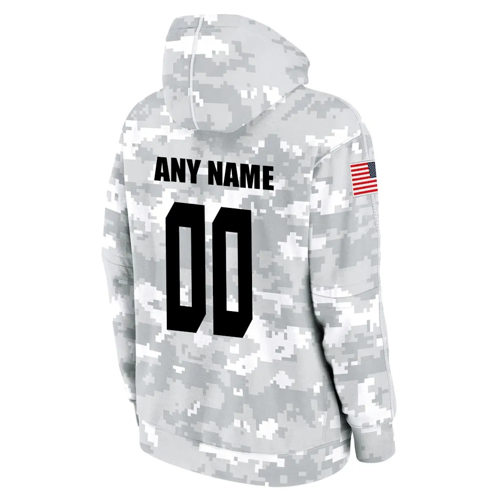 Custom Name & Number Hoodie Denver Broncos 2024 Salute to Celebrities Club Fleece Pullover Hoodie City Silhouette Hoodie Unisex