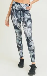 Feather print leggings