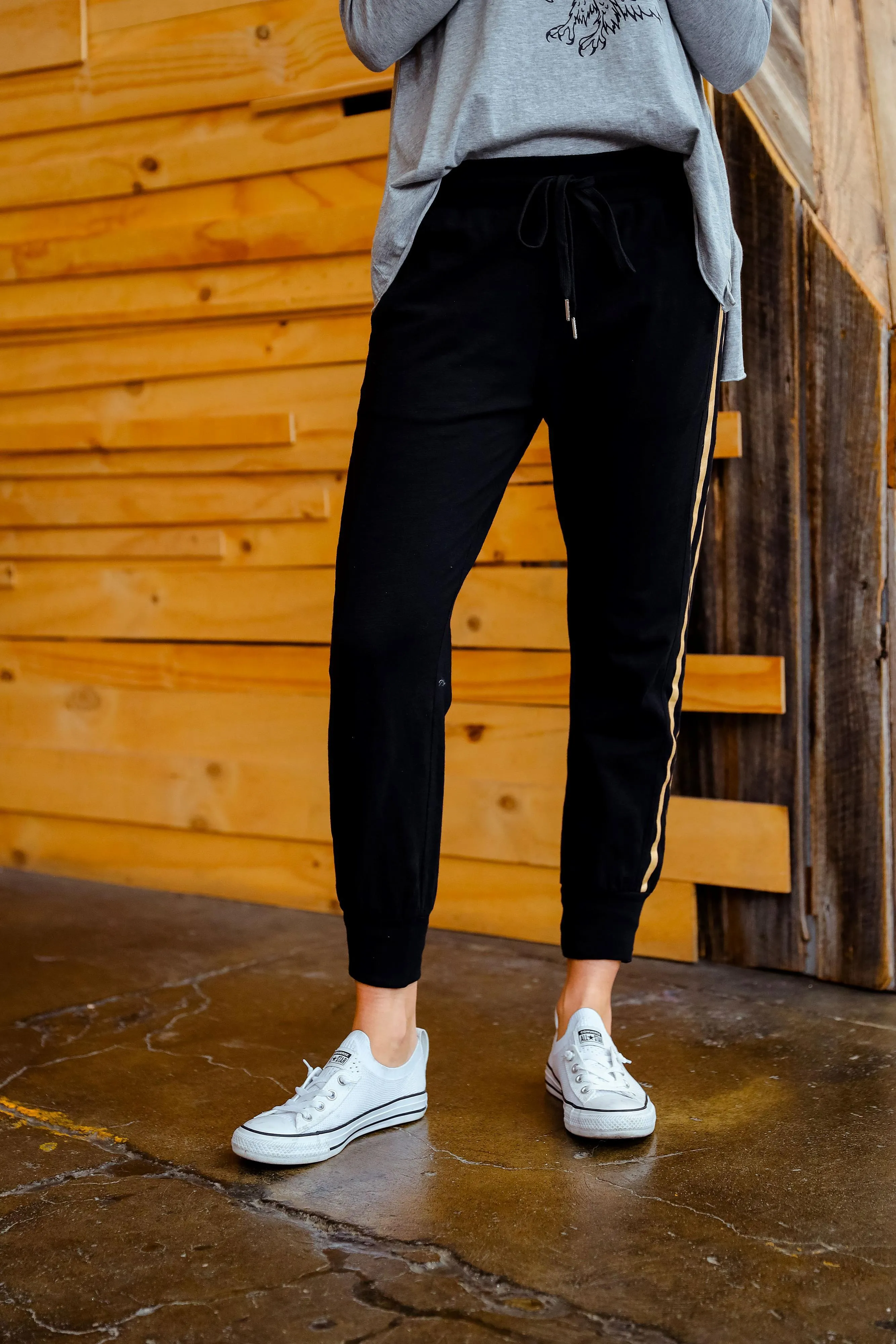 Gaby Superstar Stripe Jogger - Black Gold