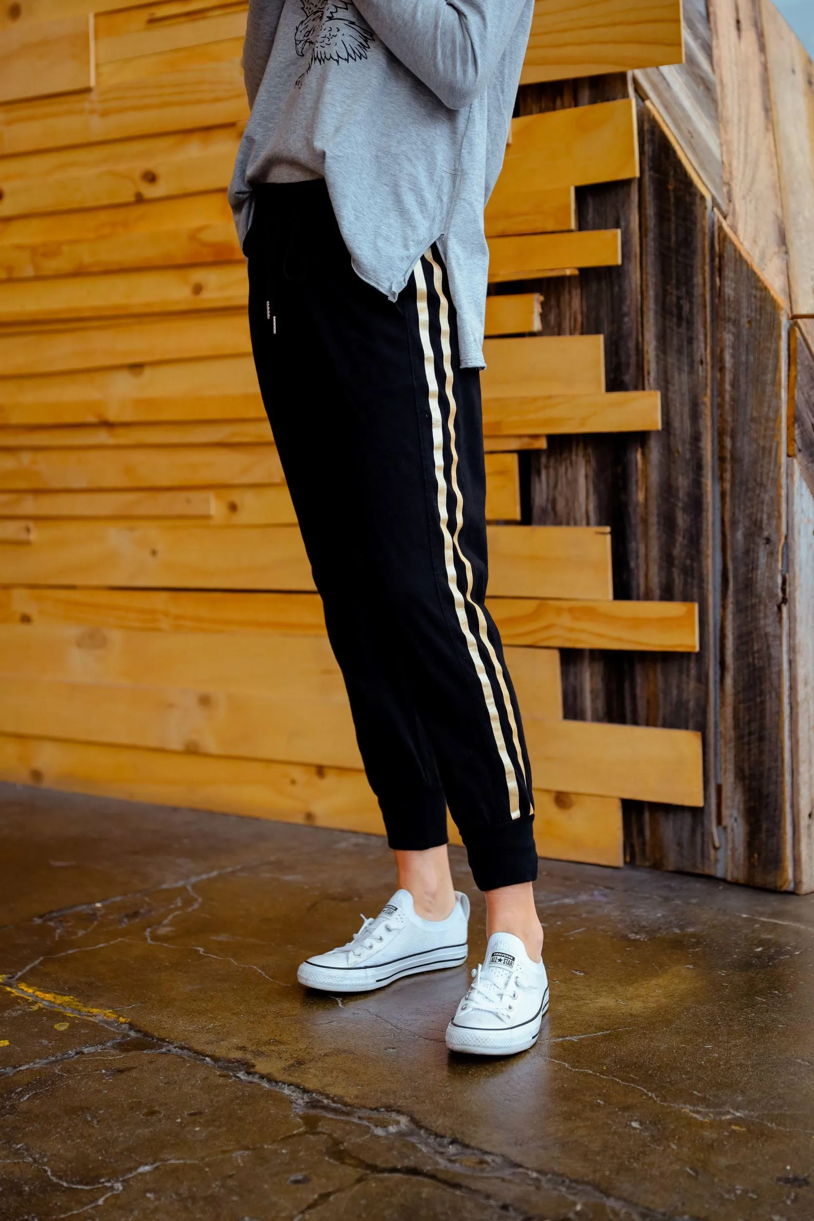 Gaby Superstar Stripe Jogger - Black Gold