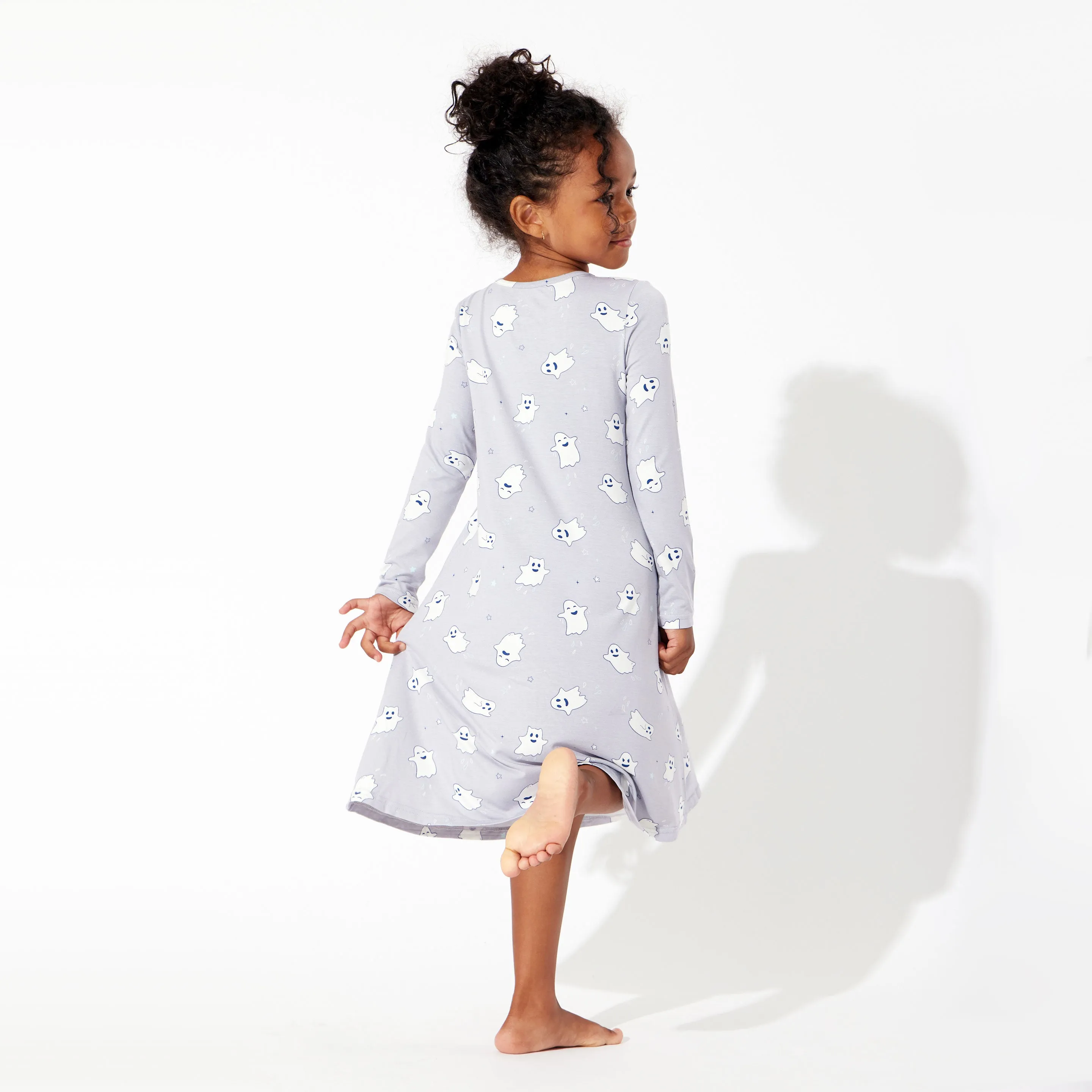 Ghastly Ghost Halloween Bamboo Girls' Long Sleeve Dress