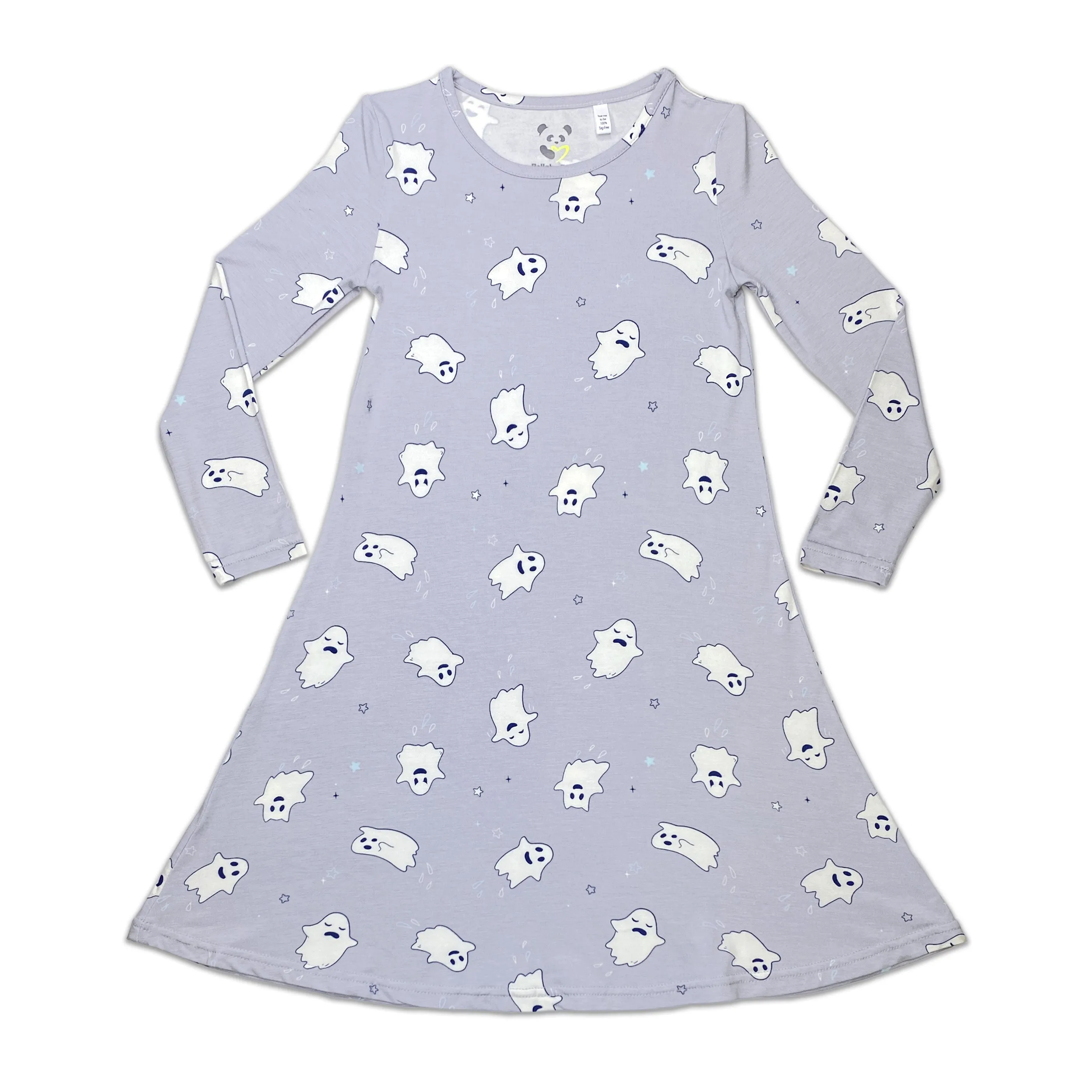 Ghastly Ghost Halloween Bamboo Girls' Long Sleeve Dress