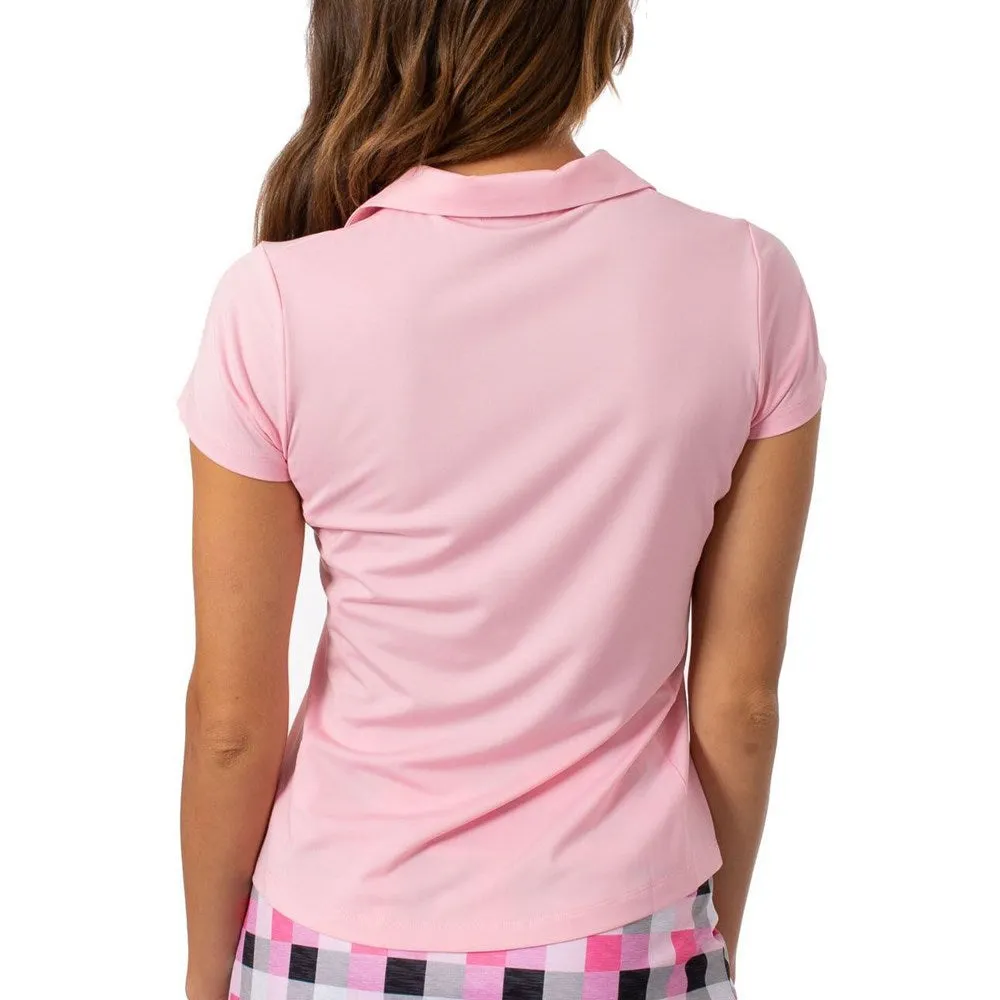 Golftini Women's Short Sleeve Ruffle Golf Polo Shirt - Light Pink