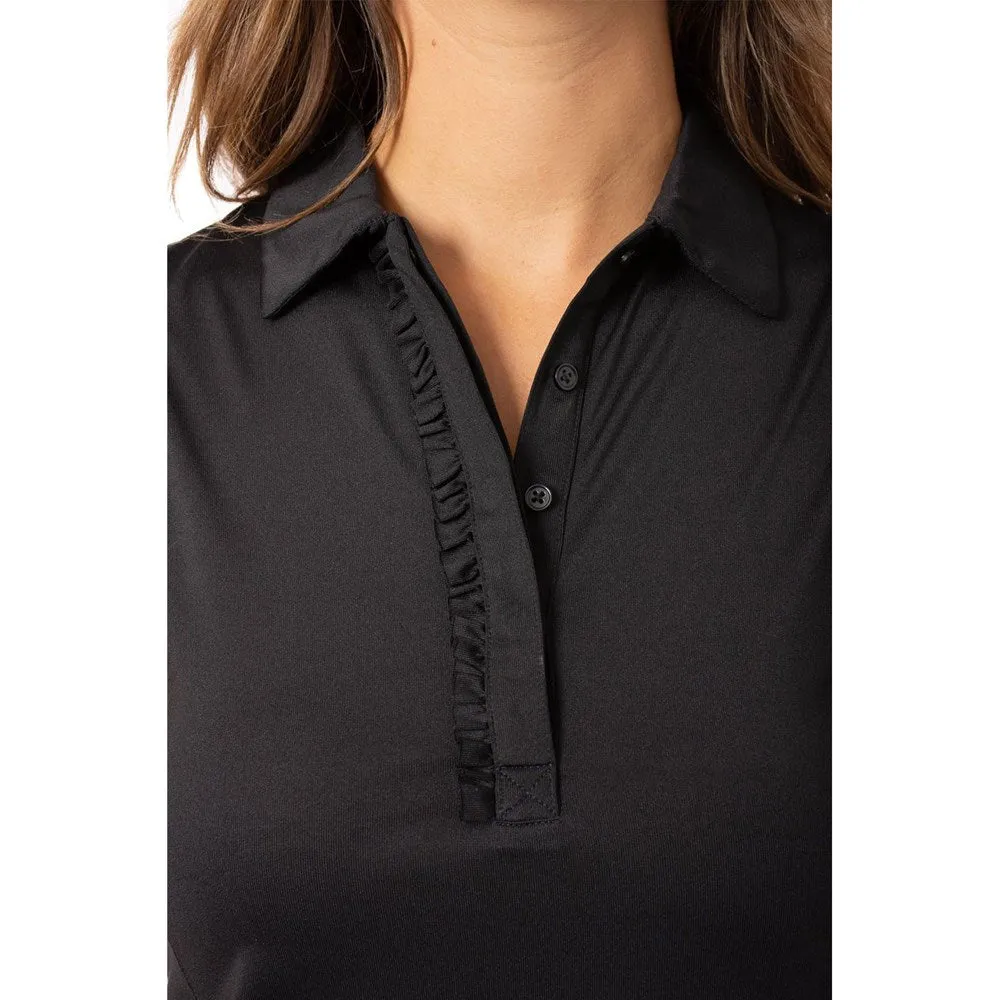 Golftini Women's Sleeveless Ruffle Golf Polo Shirt - Black