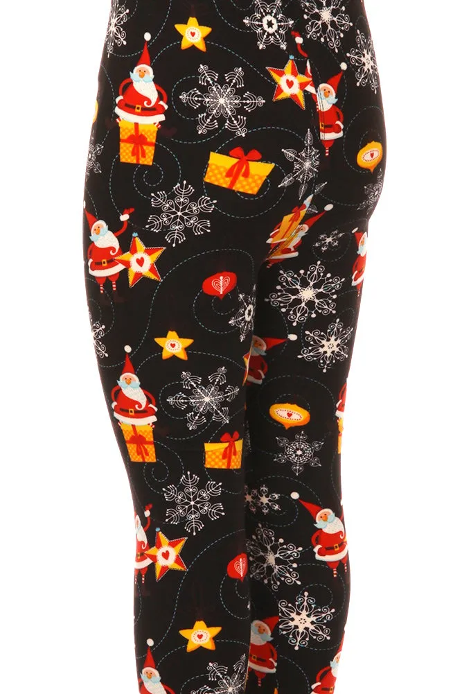 Kid's Christmas Present Snowflake Pattern Printed Leggings