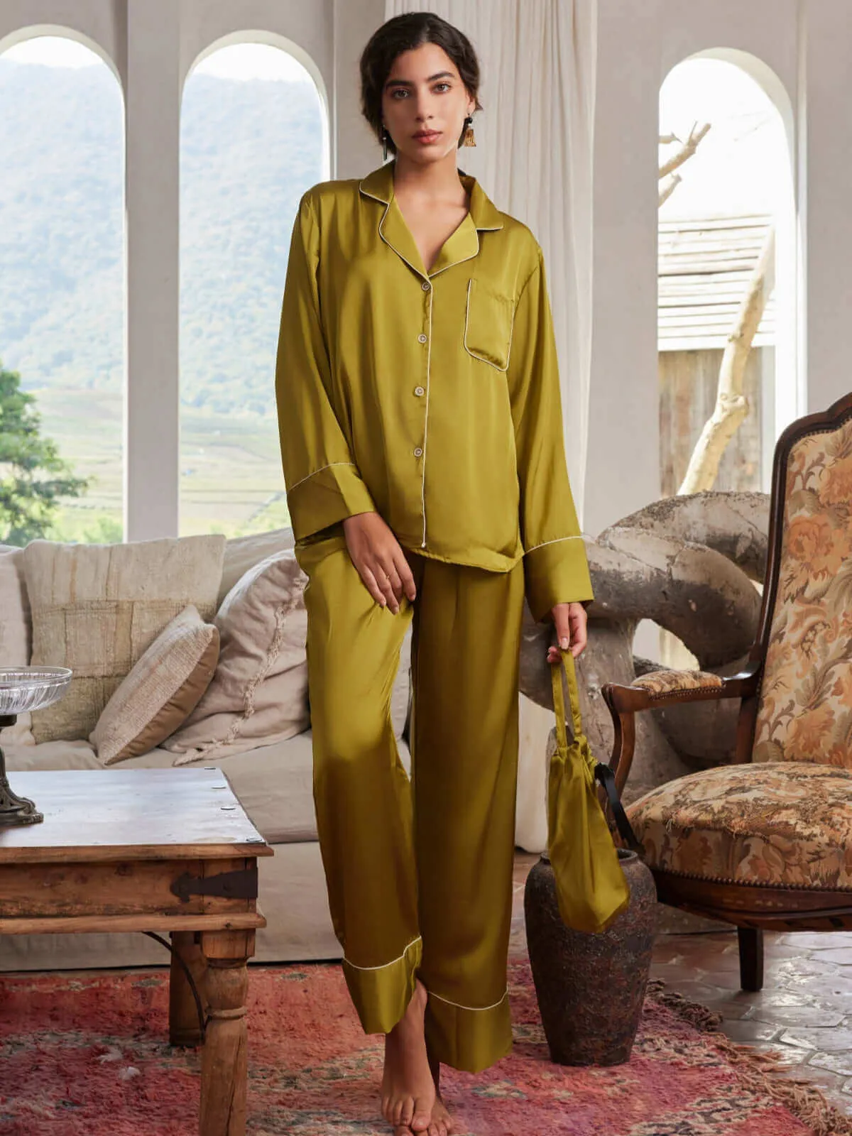 Lapel Pajama Set 3 Pcs