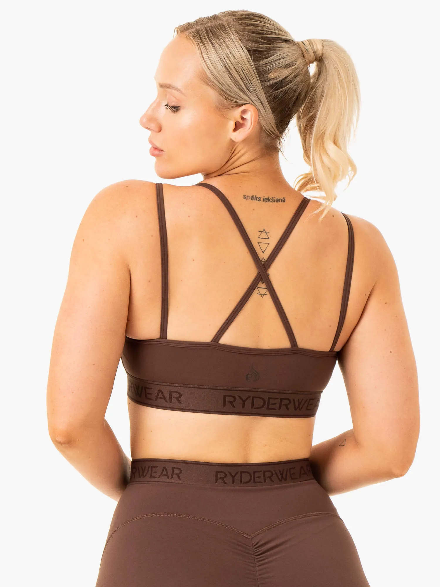 Level Up V-Neck Sports Bra - Chocolate