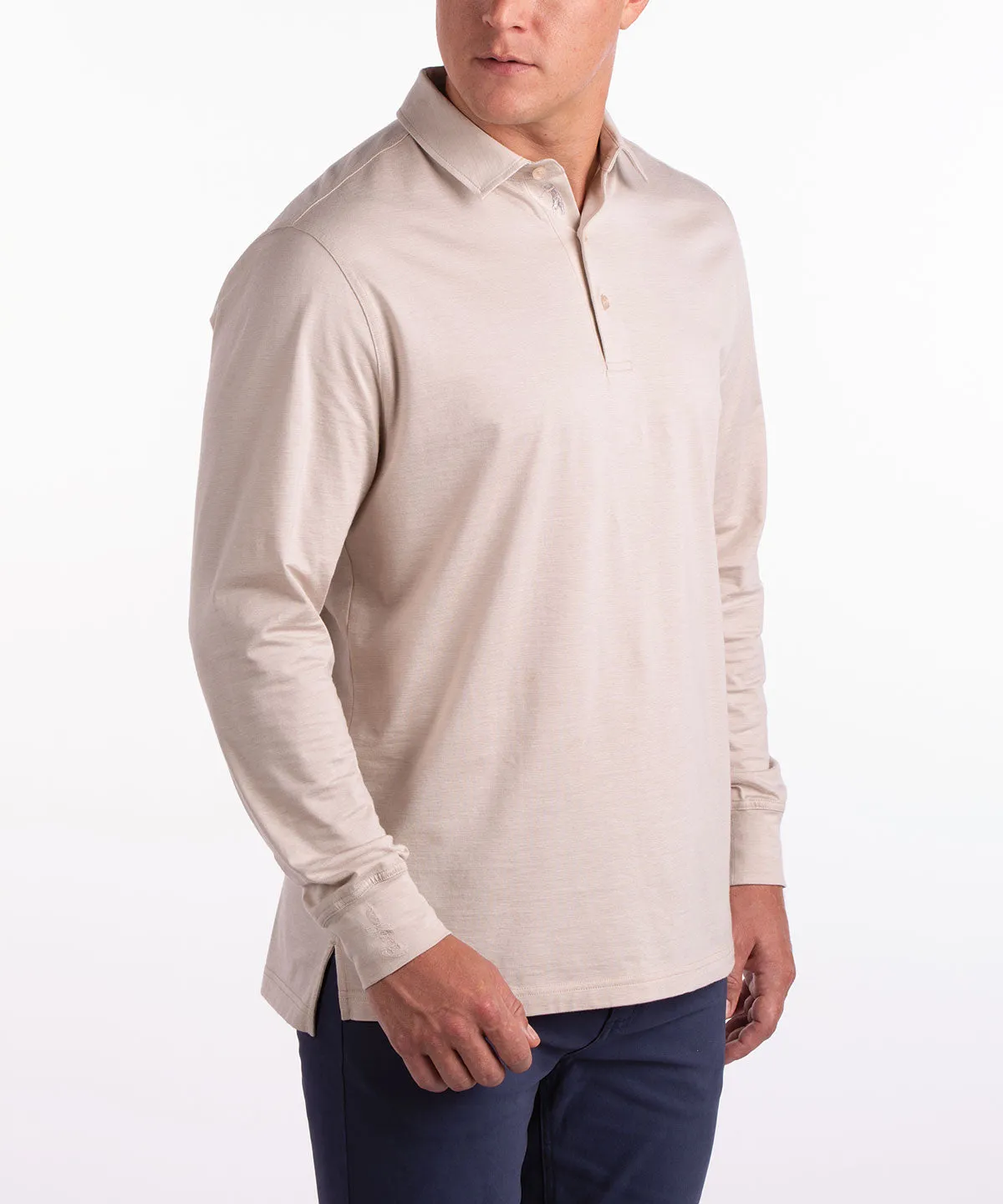 Liquid Stretch Cotton Long-Sleeve Polo Shirt