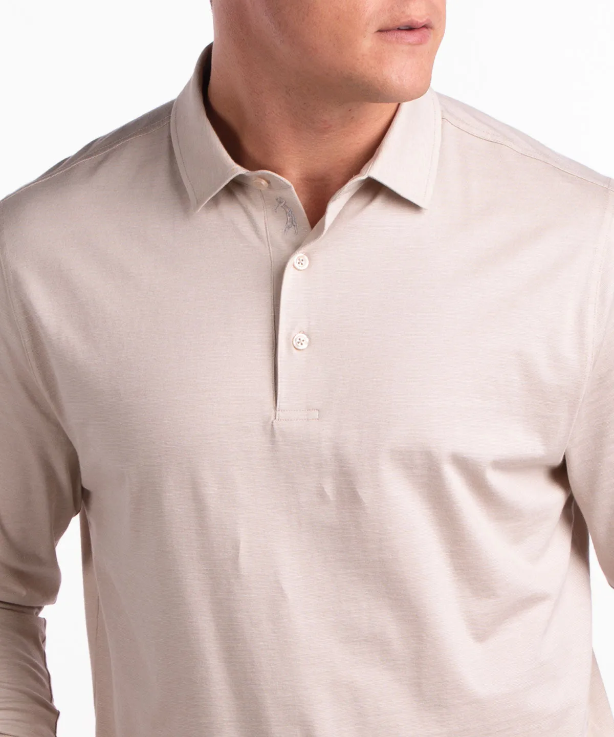 Liquid Stretch Cotton Long-Sleeve Polo Shirt