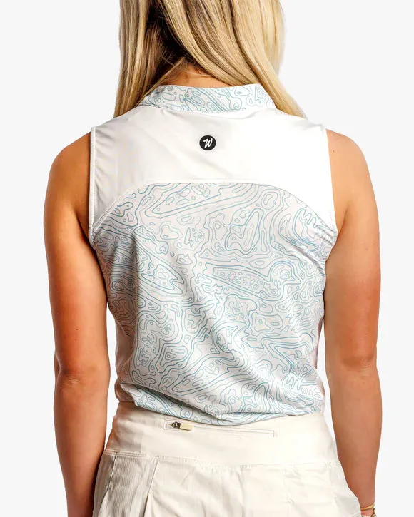 Loon Lake Topographic Women's Sleeveless Polo - Waggle Golf