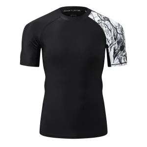 Men's Splice UV Sun Protection UPF 50  Skins Rash Guard Short Sleeves