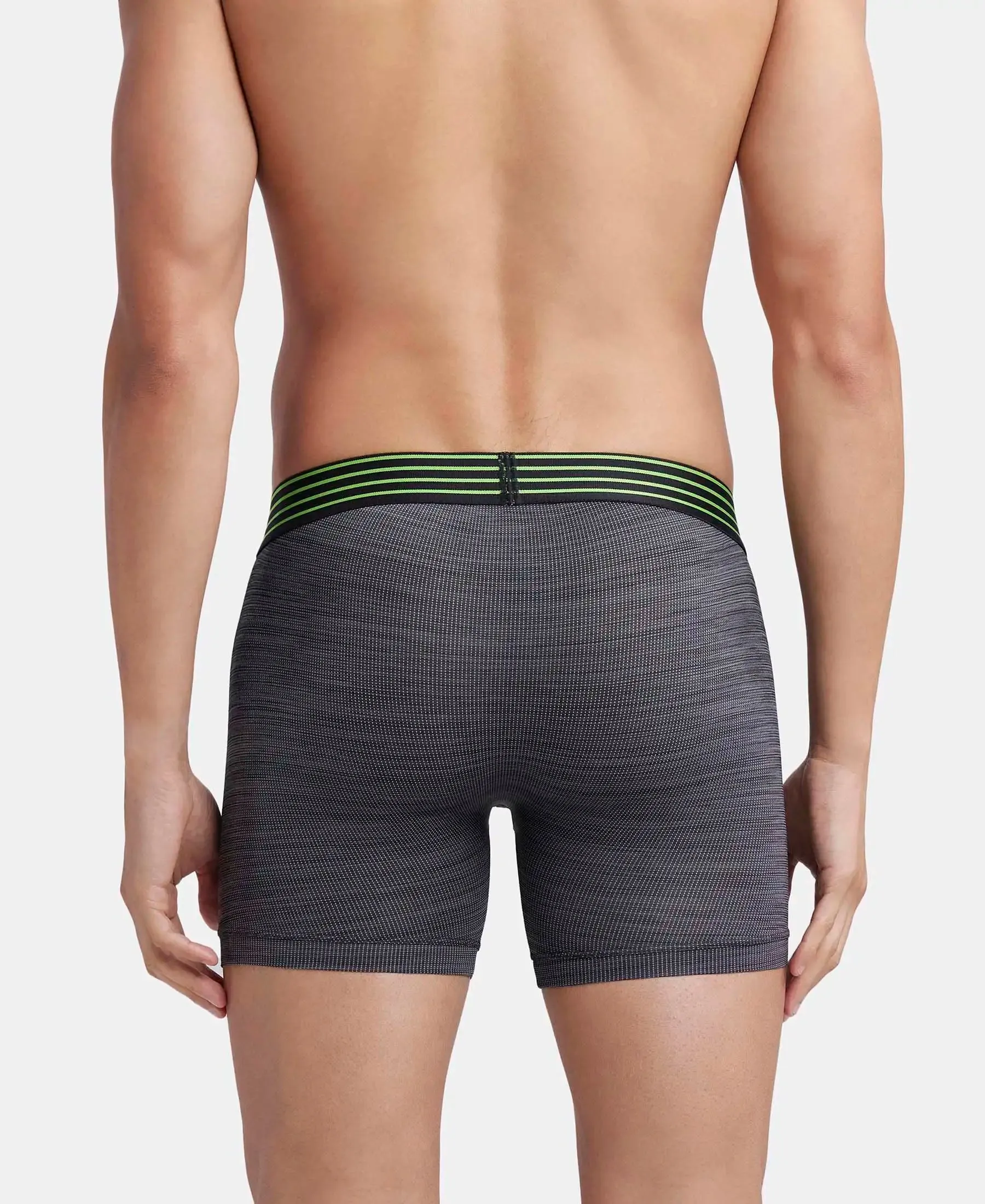 Microfiber Mesh Elastane Stretch Performance Boxer Brief with StayDry Technology - Black