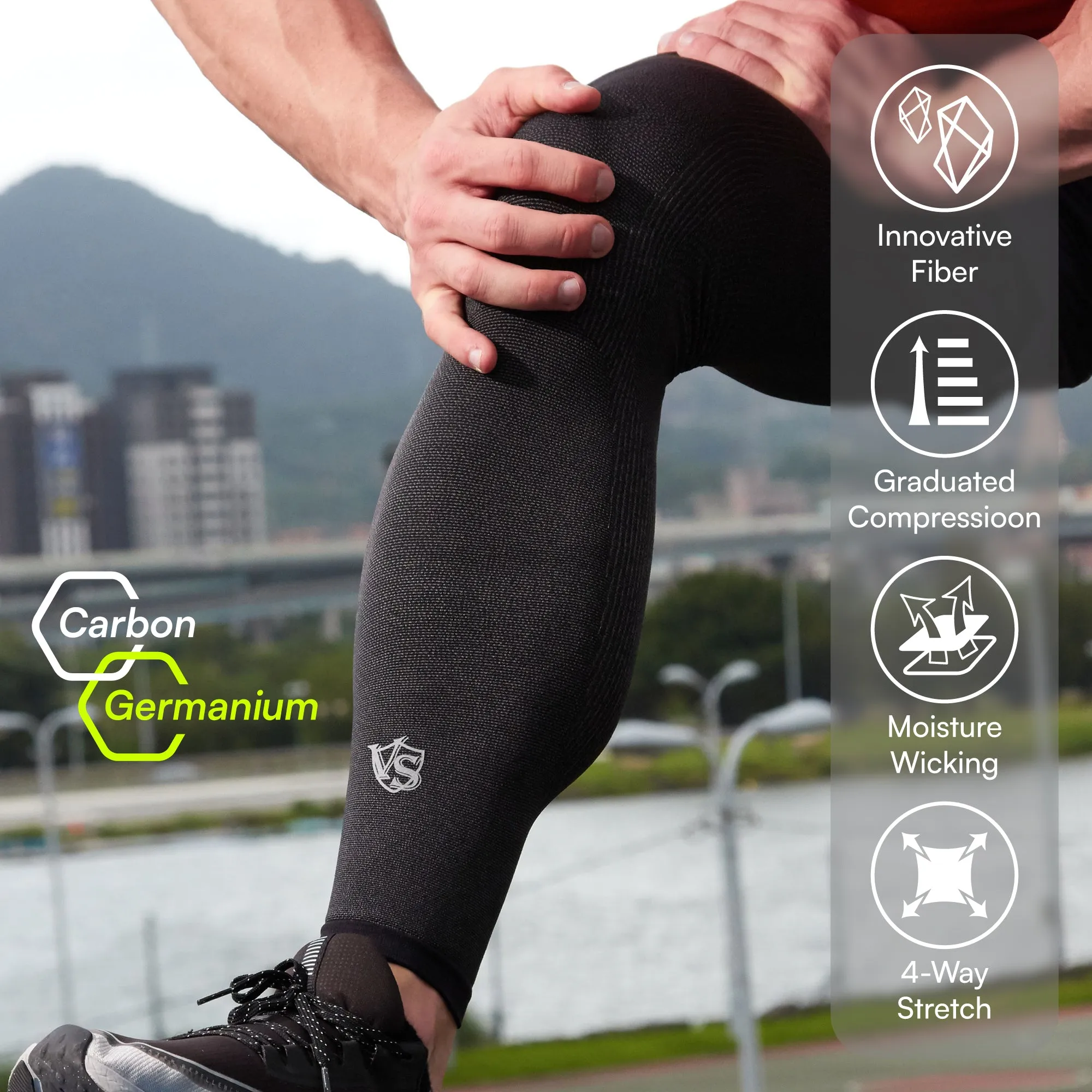 Recovery Compression Full Leg Sleeve 1 Pair (Dark Grey)