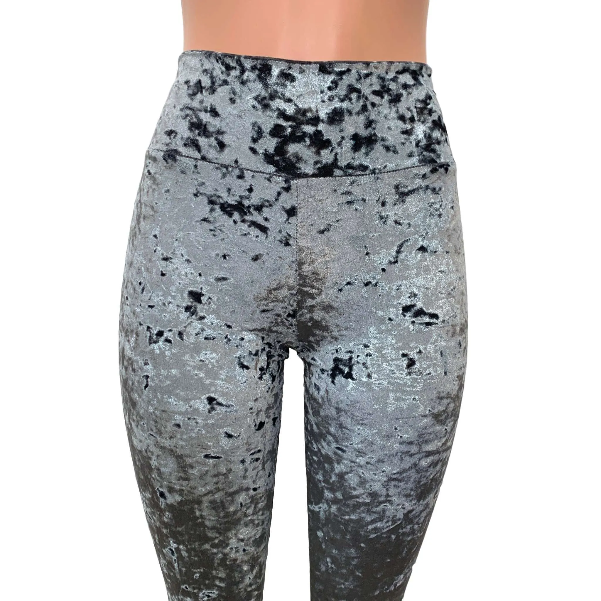 SALE - SMALL - Gray Crushed Velvet Stirrup Leggings