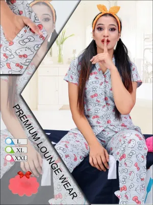 Sky Blue Women Night Lounge Wear set