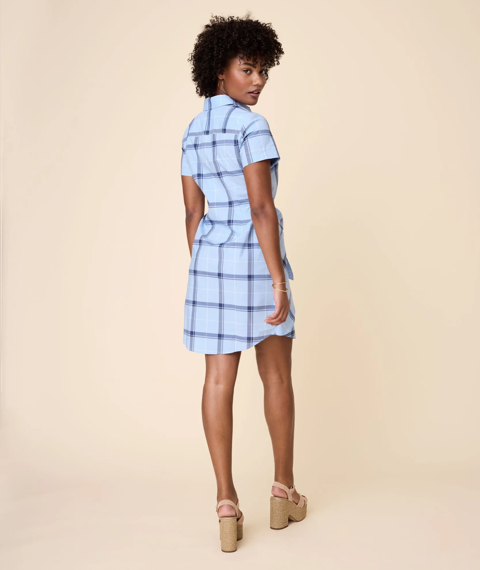 Stretch Cotton Short Sleeve Caroline Shirt Dress