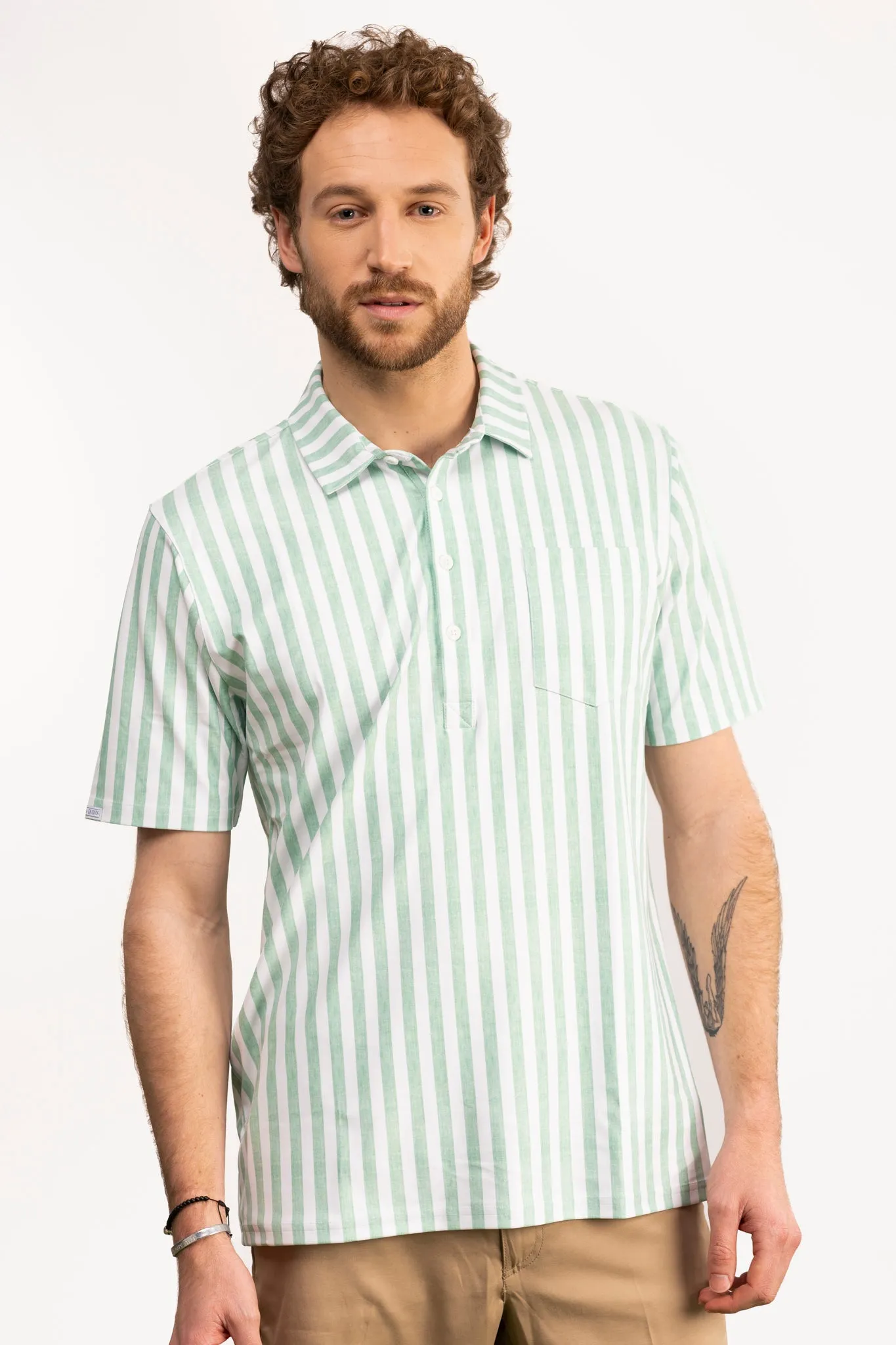 The Eastwood Polo - Sage Stripe