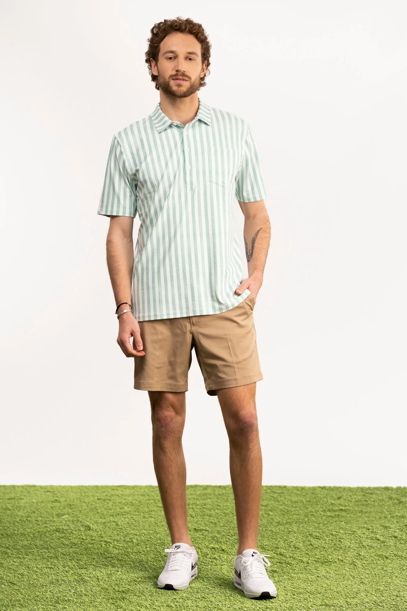 The Eastwood Polo - Sage Stripe