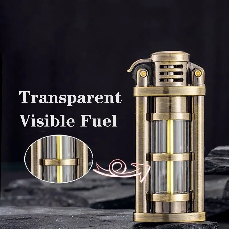 Transparent Windproof Metal Kerosene Flame Fusion Lighter