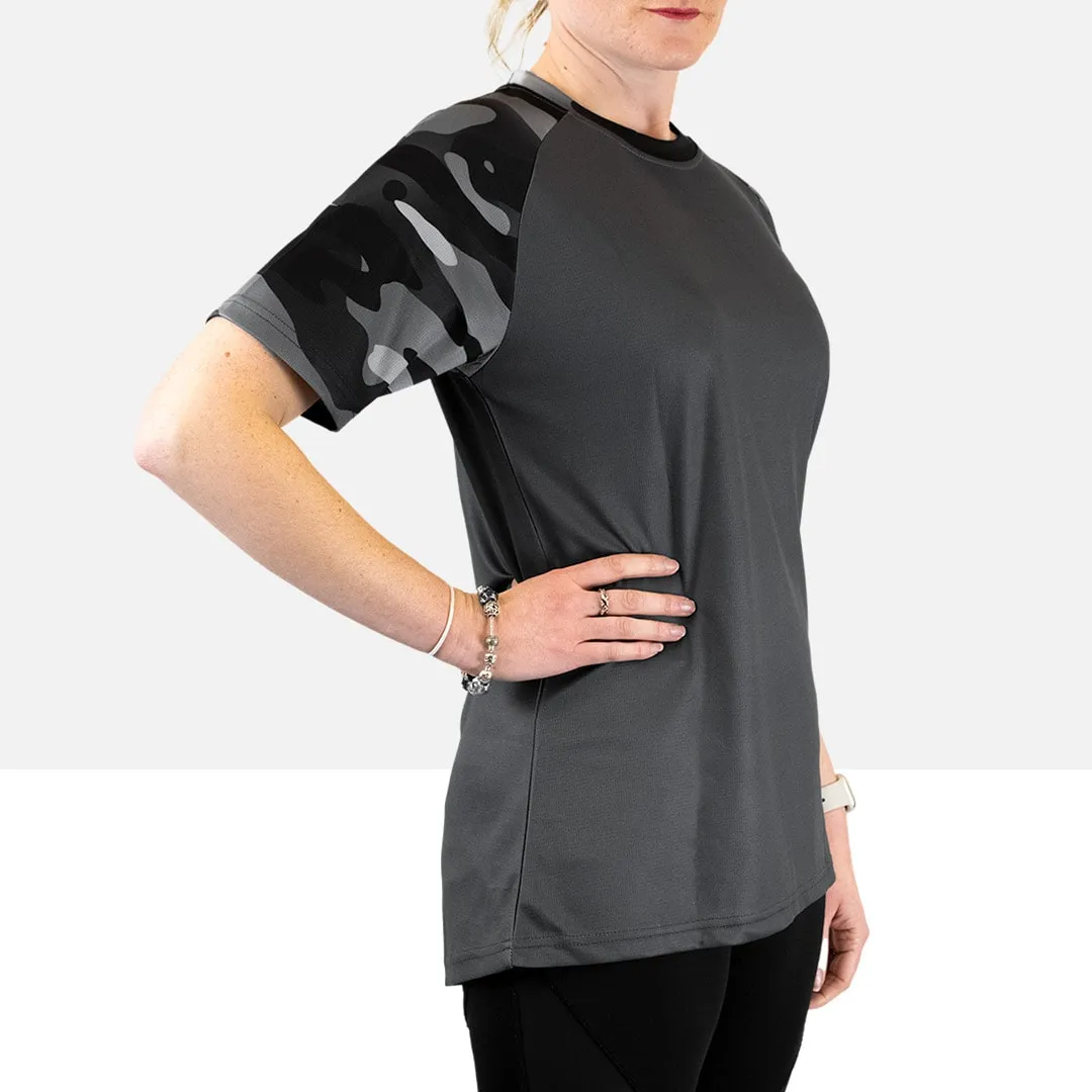 Women’s Dark Camo Short Sleeve MTB Jersey (Sleeves Only Design)