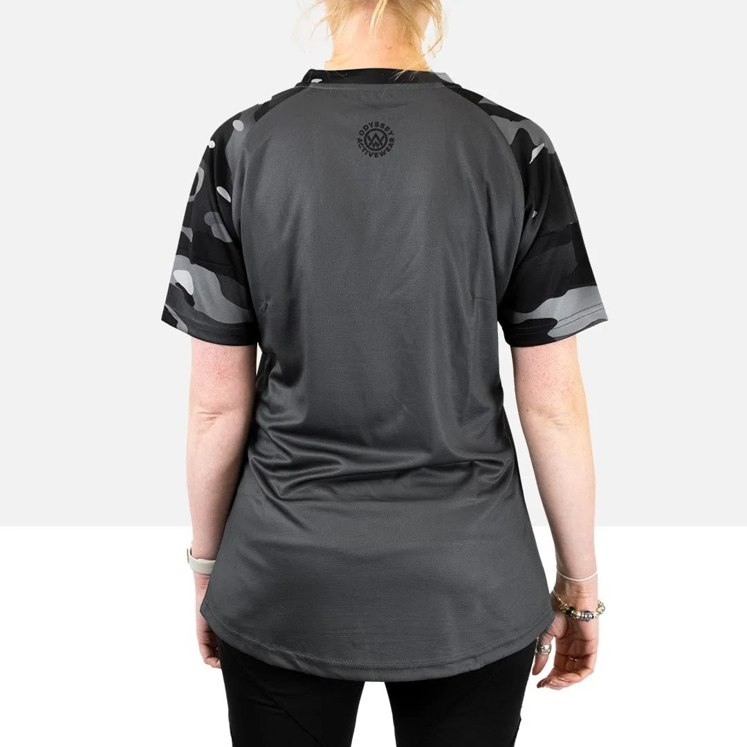 Women’s Dark Camo Short Sleeve MTB Jersey (Sleeves Only Design)