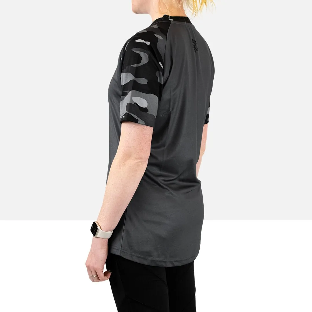 Women’s Dark Camo Short Sleeve MTB Jersey (Sleeves Only Design)