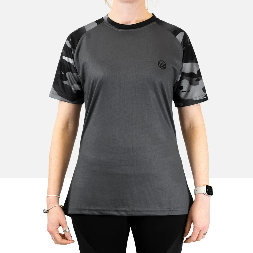 Women’s Dark Camo Short Sleeve MTB Jersey (Sleeves Only Design)