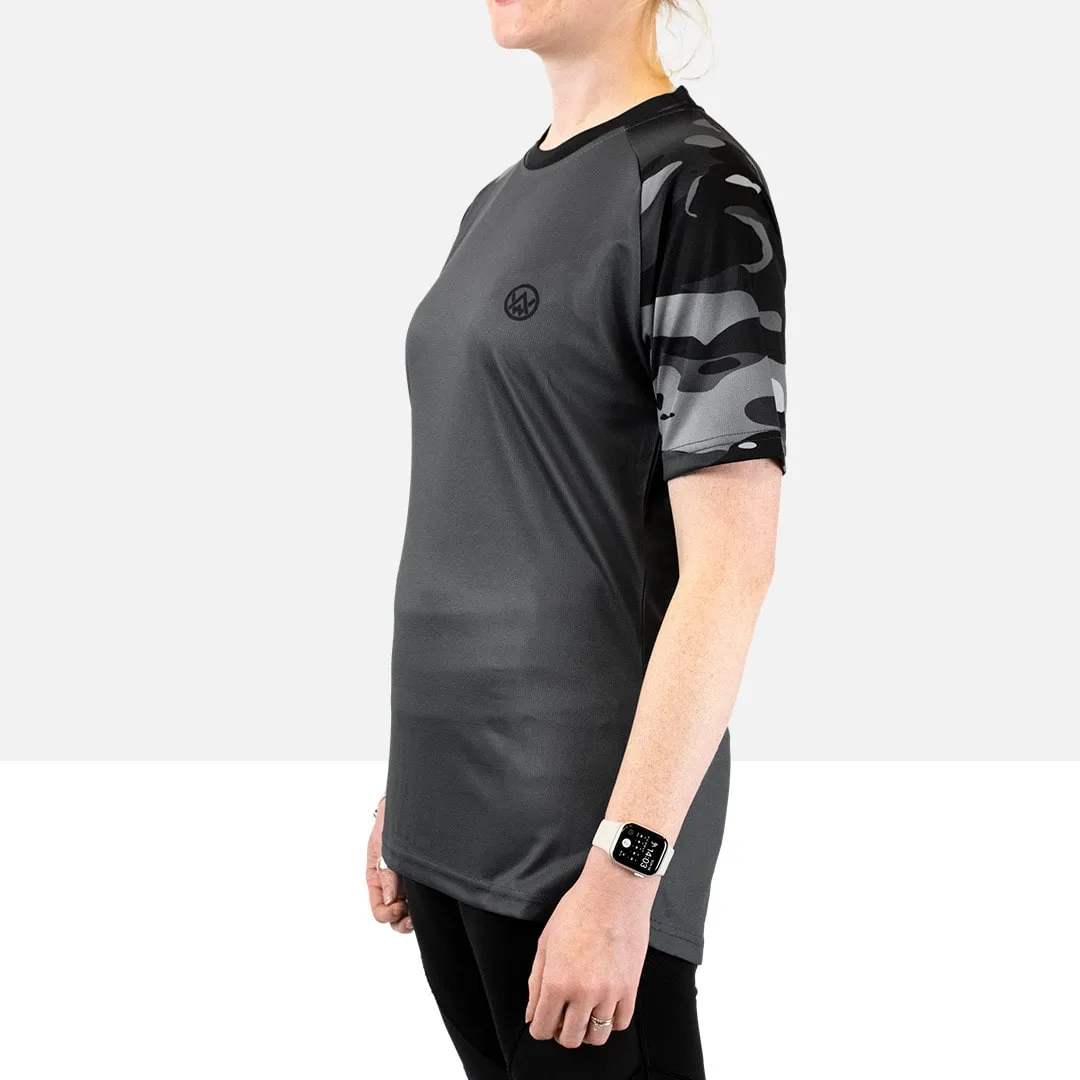 Women’s Dark Camo Short Sleeve MTB Jersey (Sleeves Only Design)