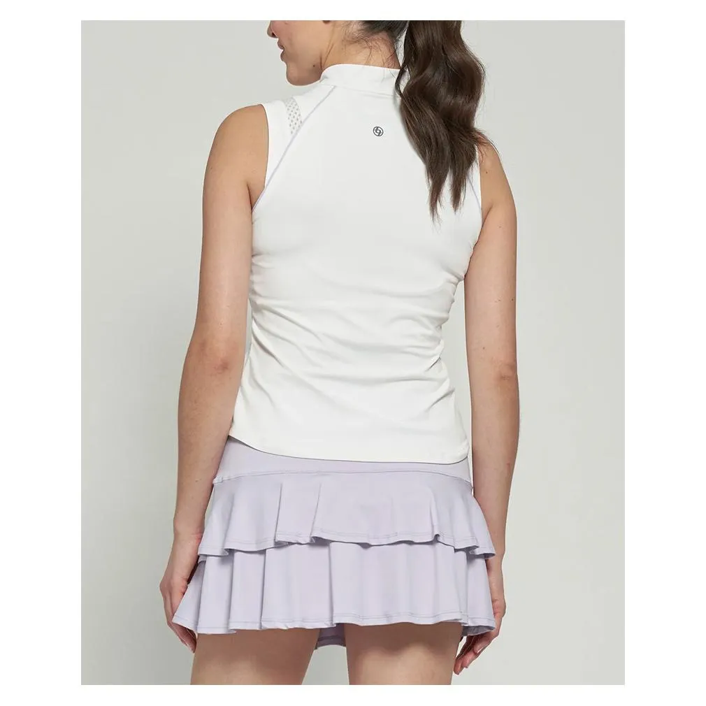 Women's Fluid Tennis Top White and Thistle