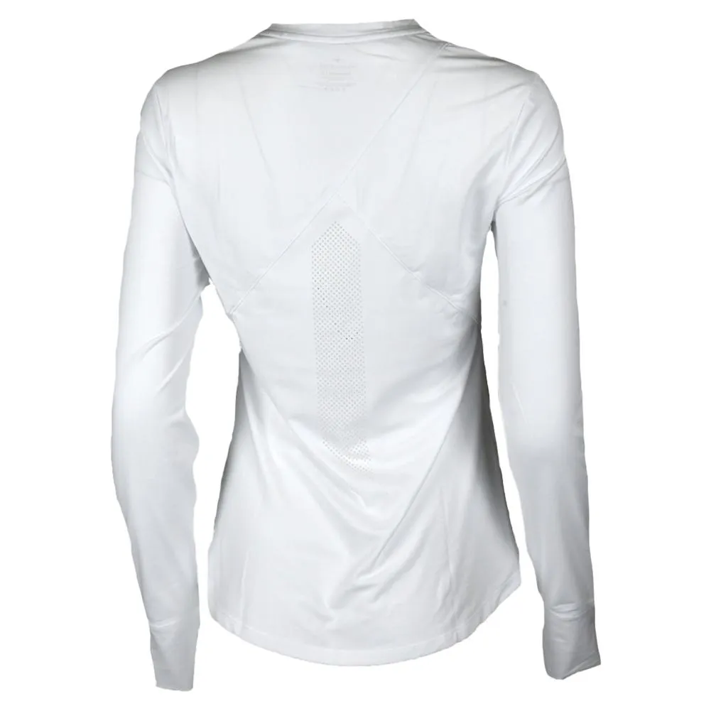 Womens Long Sleeve Performance Tennis Top White and Black